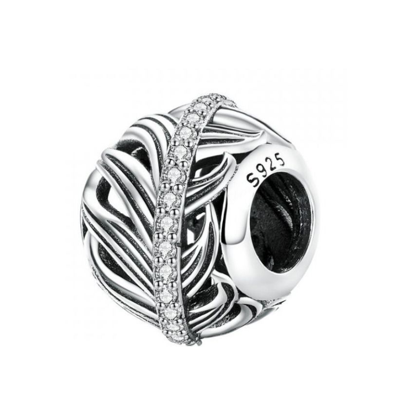 NUBIS Stříbrný přívěsek korálek peříčko - NB-8225