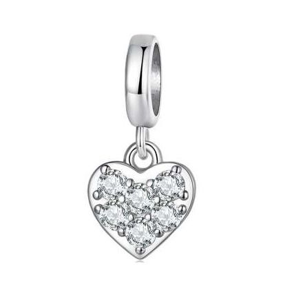 NUBIS Stříbrný přívěsek korálek srdce - NB-8173