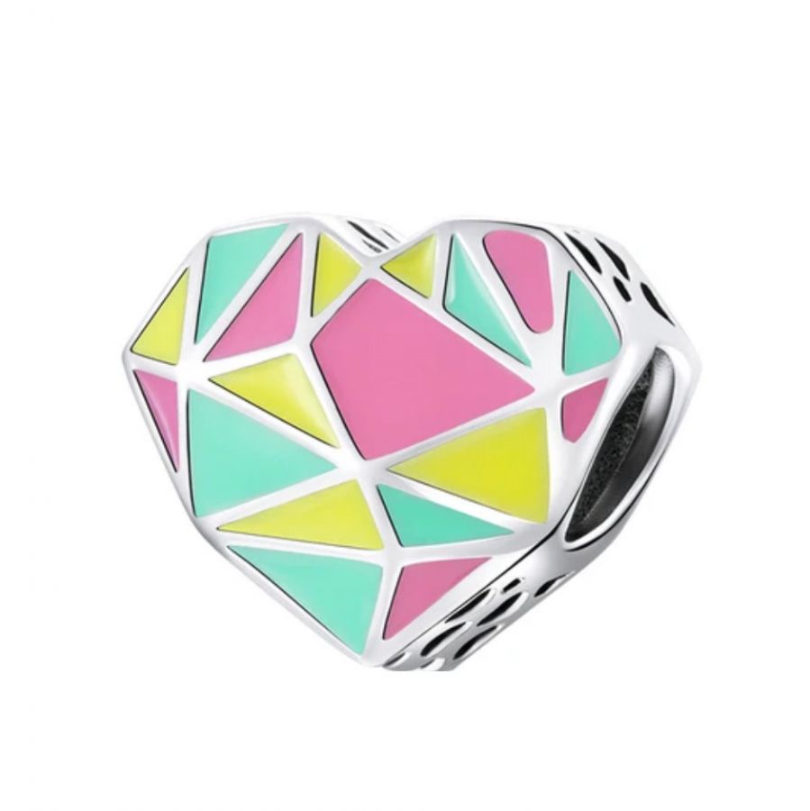 NUBIS Stříbrný přívěsek korálek na náramek srdíčko - NB-8209