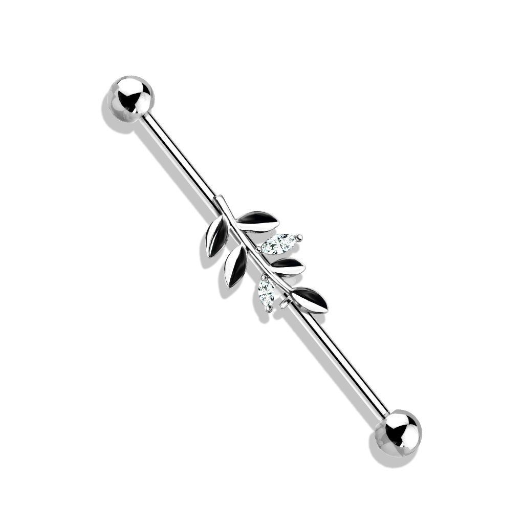 Levně Industrial piercing - list (stříbrný)