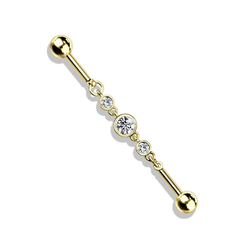 Levně Řetízkový industrial piercing se zirkony (GD)