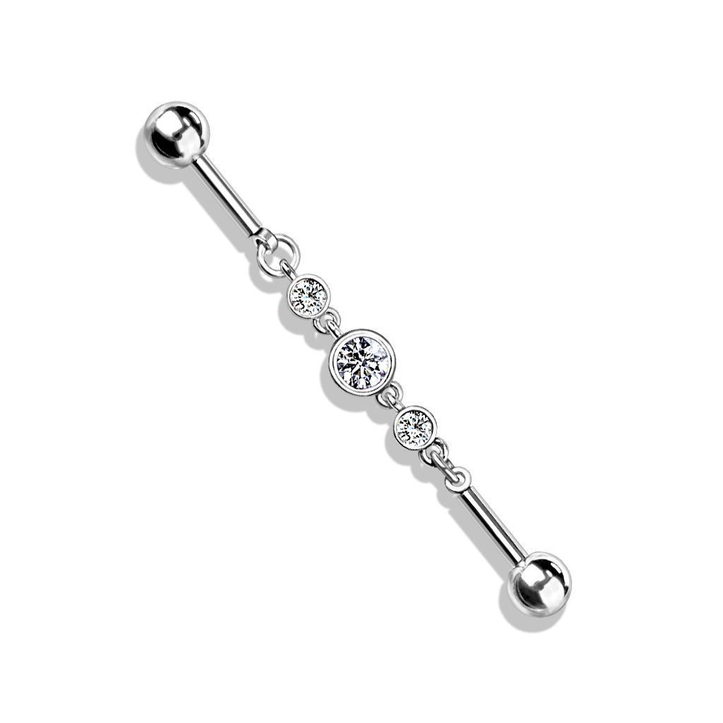 Levně Řetízkový industrial piercing se zirkony (čirá)