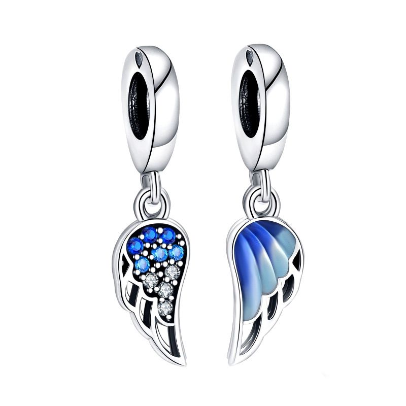 NUBIS Visací stříbrný přívěsek korálek 2 křídla - B0087