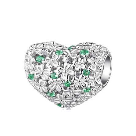 NUBIS Stříbrný přívěsek korálek na náramek srdce - B0359