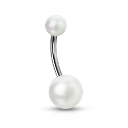 Piercing do pupíku perličky HWNSQ1479 bílé