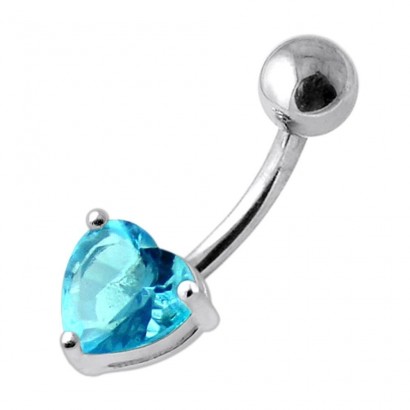 Stříbrný piercing do pupíku - srdíčko (tyrkysová)