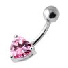Stříbrný piercing do pupíku - srdíčko (tyrkysová)