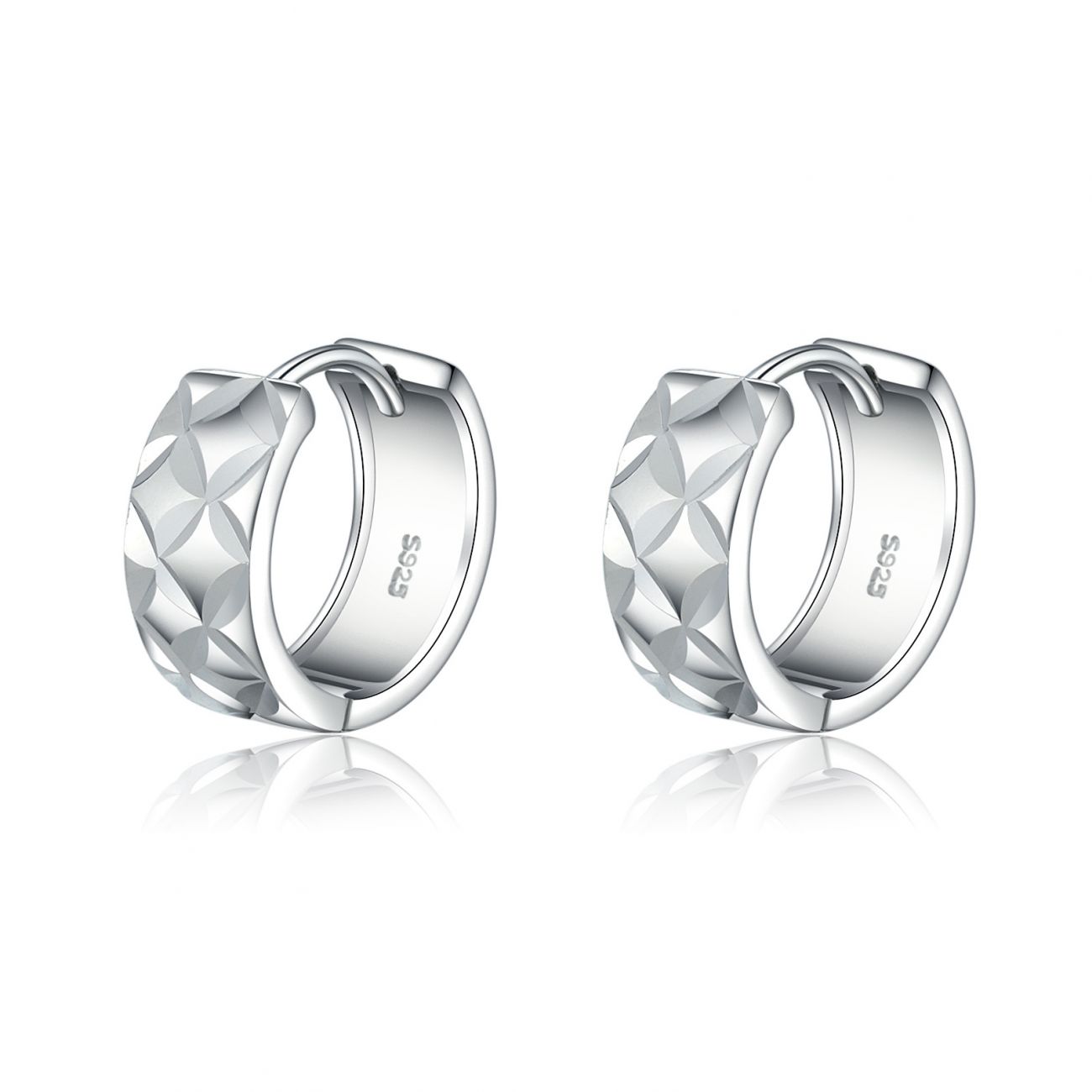 NUBIS Stříbrné náušnice kroužky s ornamenty - NB-3975