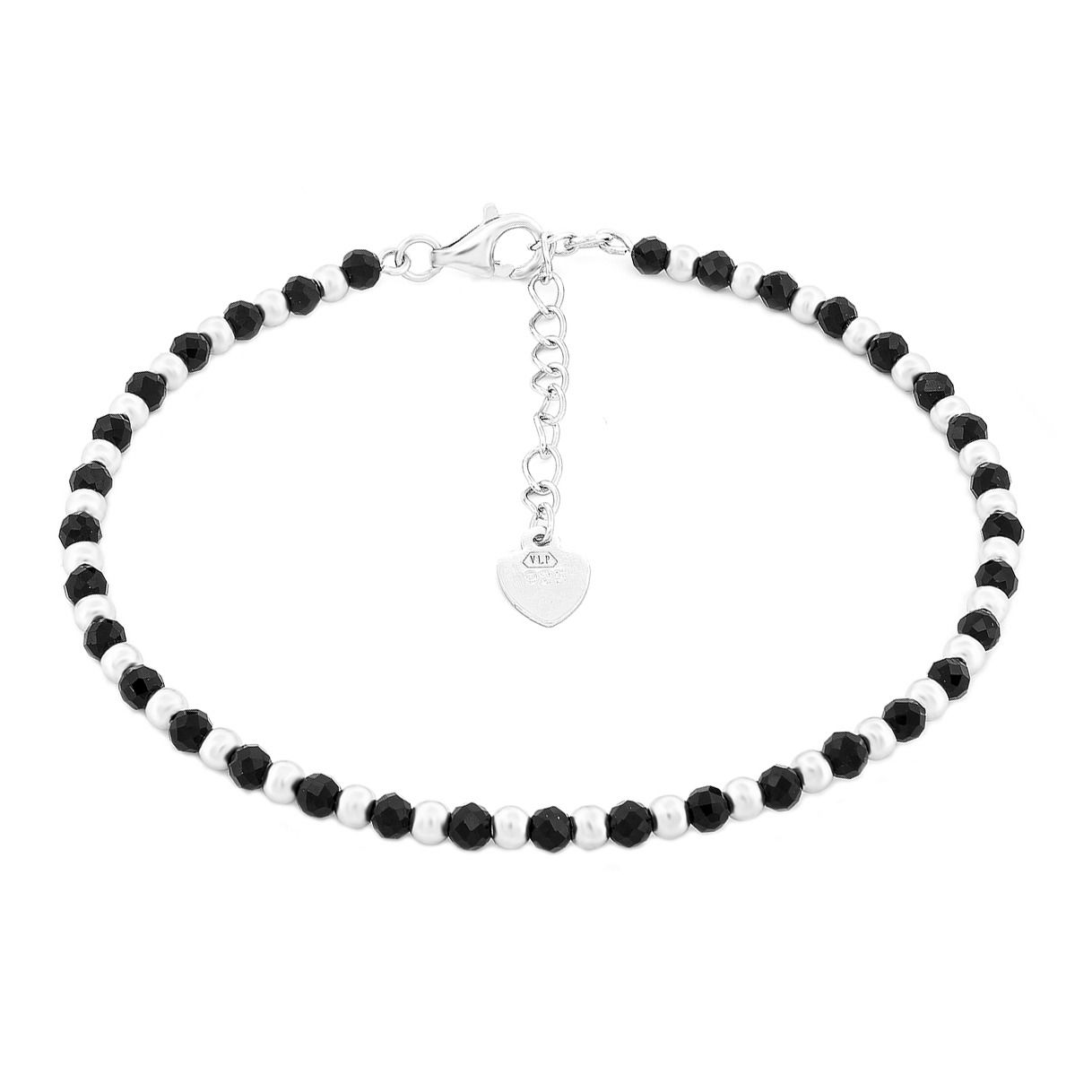 NUBIS Stříbrný náramek s černými kamínky - NB-1251