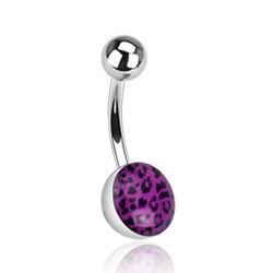Levně Piercing do pupíku - tygrovaný (fialová) - BS01049-A