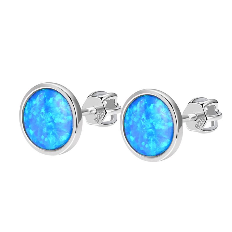 NUBIS Stříbrné šroubovací náušnice s opálem - NB947-OP05