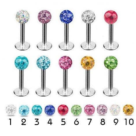Levně S4U Piercing do brady - labreta se krystaly Swarovski (růžová) - LB01097-P