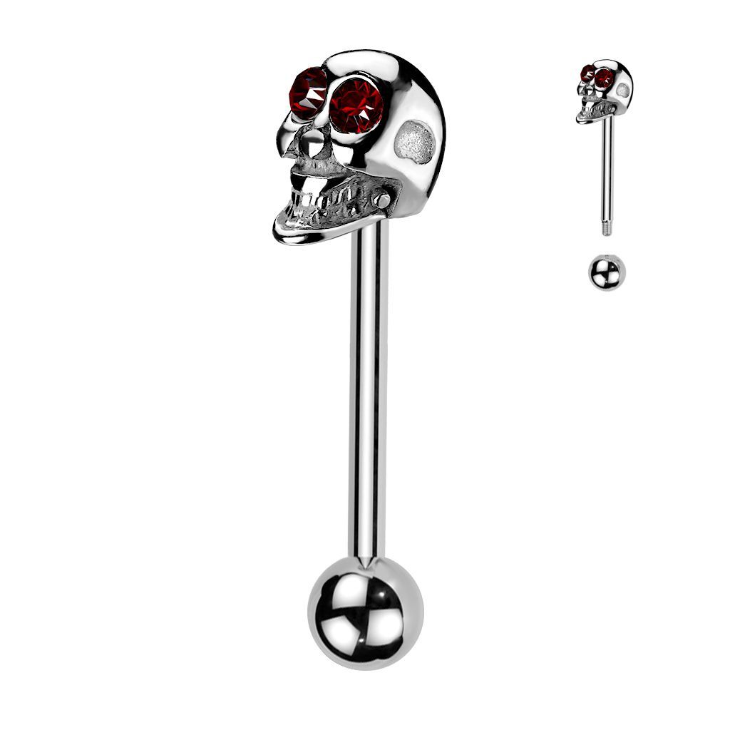 Levně Piercing do jazyku - lebka (červená) - PJ01054-R
