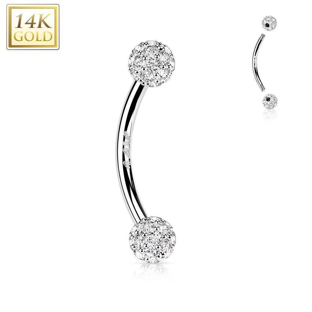 Levně Zlatý piercing do obočí, 1,2 x 10 mm, Au 585/1000