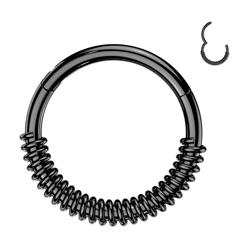 Levně Černý segment kruh - helix / cartilage / tragus piercing - NS0067K