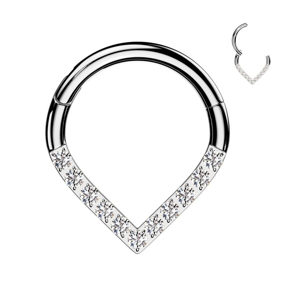 Levně Segment kruh se zirkony septum / helix / cartilage / tragus piercing (1,2 x 8 mm) - NS0063ST-1208