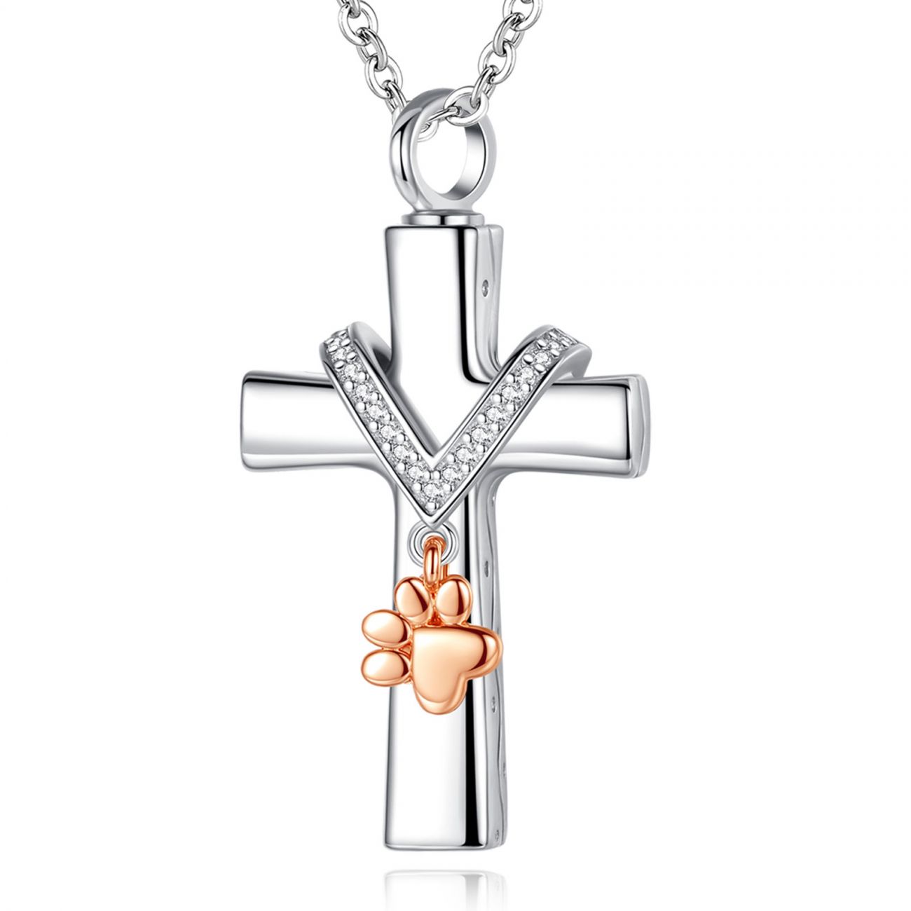 Stříbrný pietní náhrdelník - Kříž s tlapkou