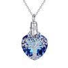 Stříbrný pietní náhrdelník - Modré Swarovski srdce s motivem stromu života