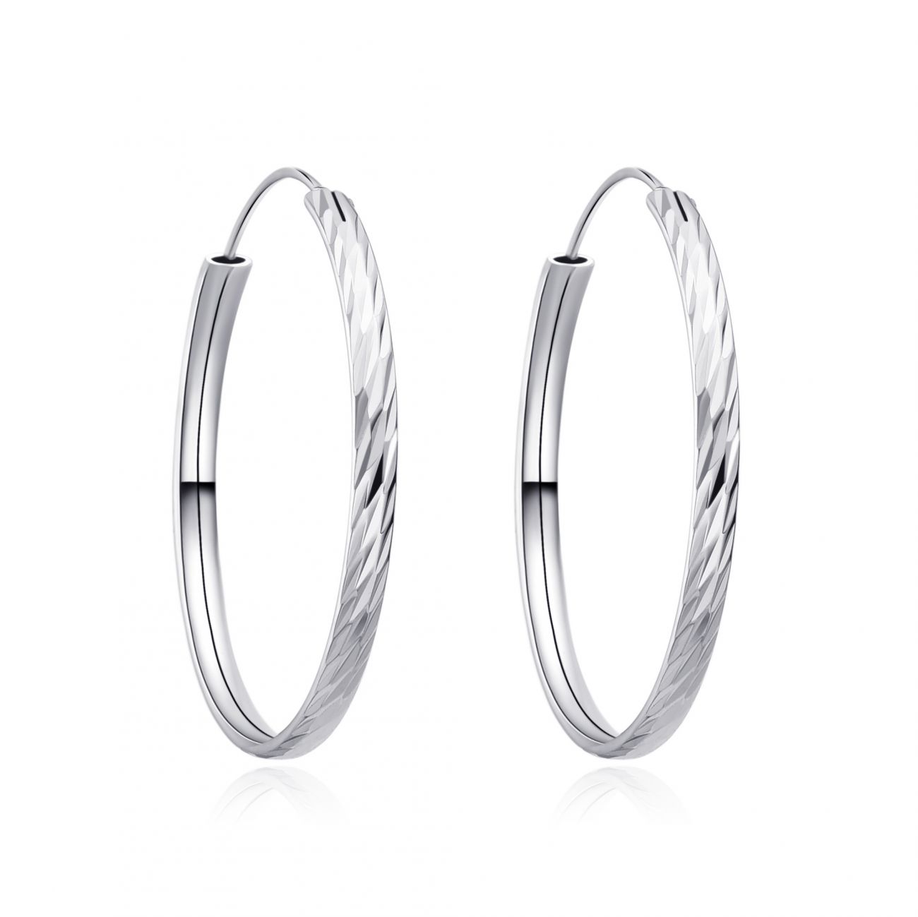 NUBIS Stříbrné náušnice kruhy 45 mm - NB-3037-45