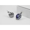 Stříbrný pietní náhrdelník - Modré Swarovski srdce s motivem stromu života