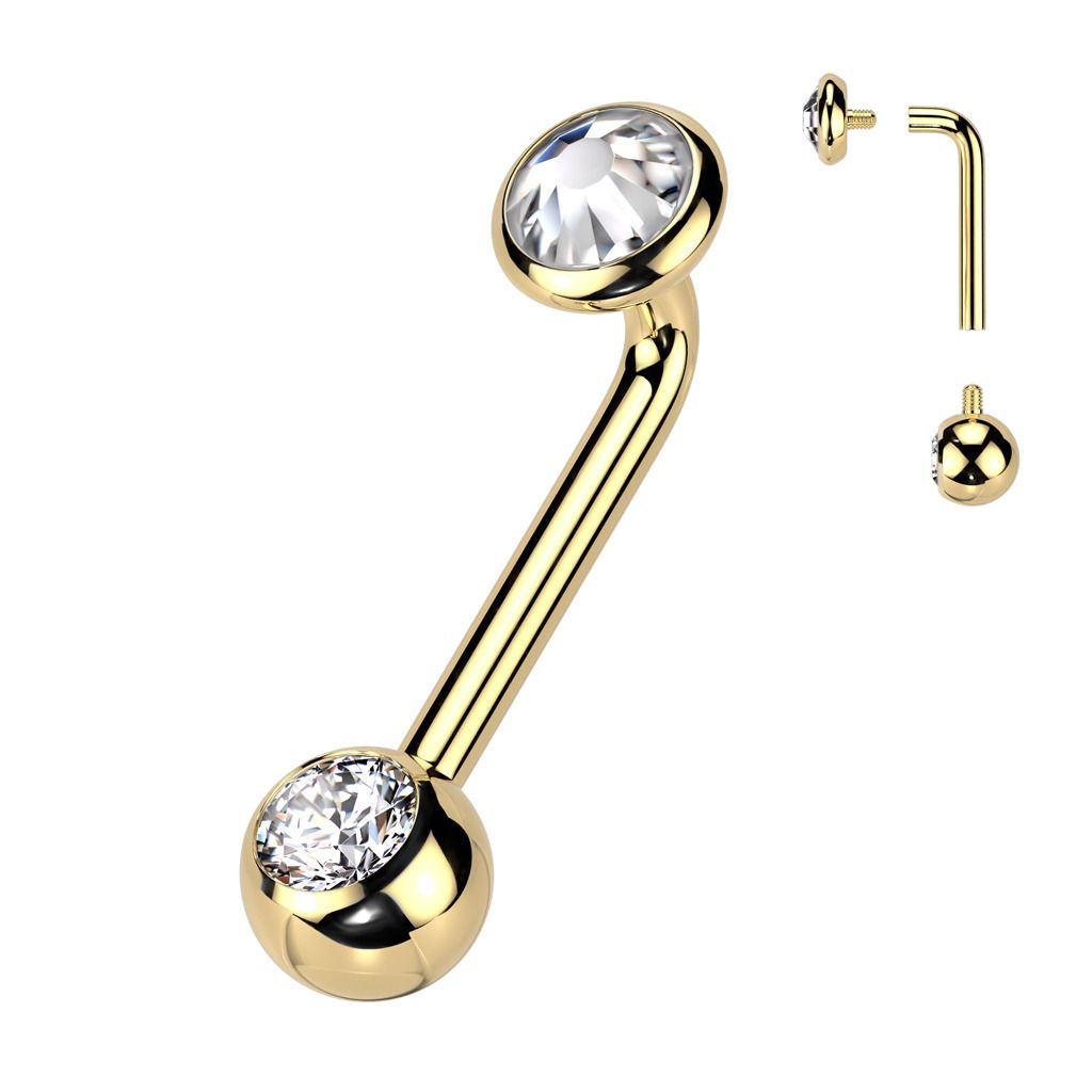 Levně Zlacený christina piercing TITAN, čirý kamínek (1,6 x 10 mm) - KT006-C