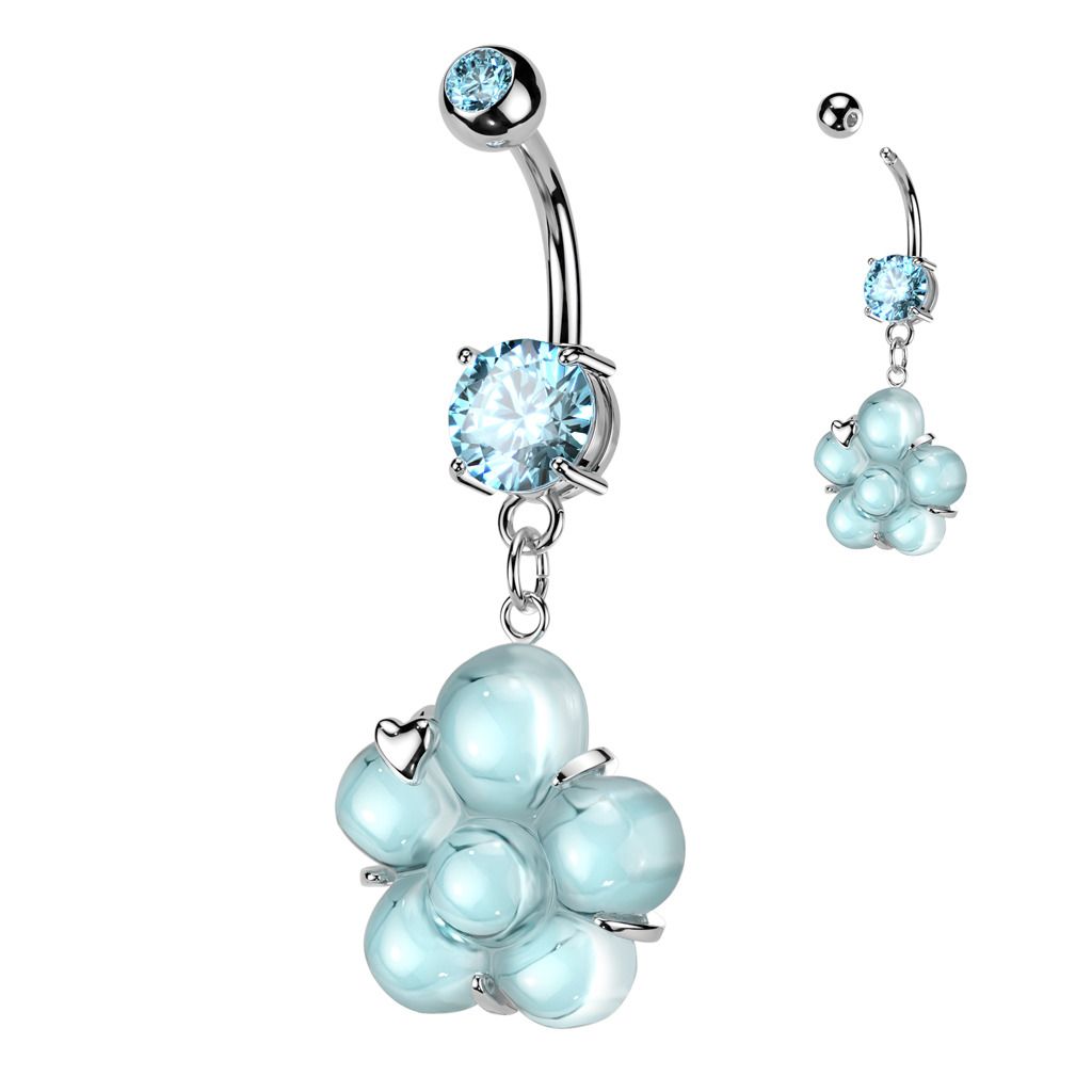 S4U Piercing do pupíku s kytičkou (tyrkysová) - WP0072-Q