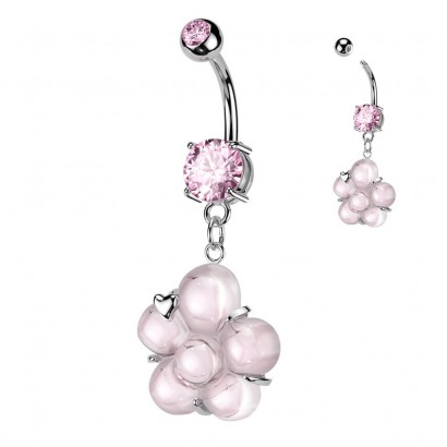 Piercing do pupíku s kytičkou (růžová)