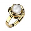 Zlacený ocelový prsten s perlou (62)