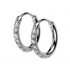 Ocelové náušnice - kroužky se zirkony (13 mm)