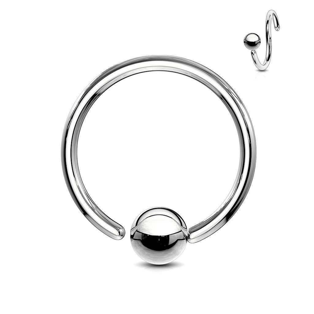 Piercing - kruh s kuličkou - rozevíratelný (0,8 x 7 mm, kulička 3 mm)