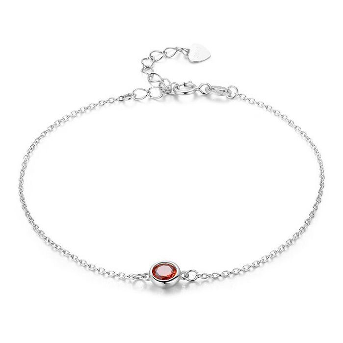 NUBIS Dámský stříbrný náramek s červeným zirkonem - NB-1032-R