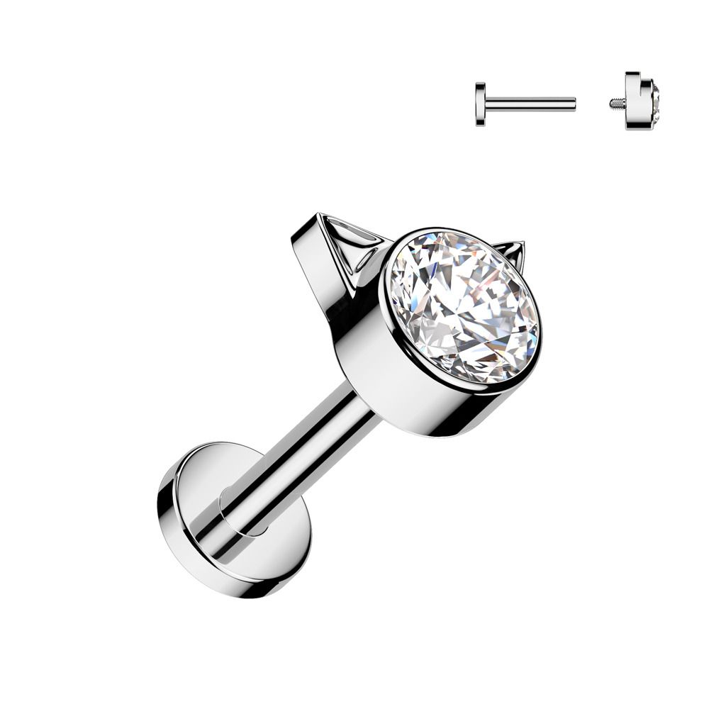 Piercing labreta titan Kitty (čirý 1,2 x 8 mm) - TIT1371-1208