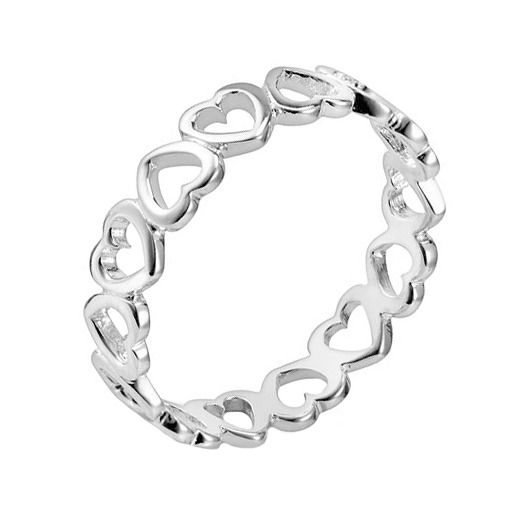 NUBIS Stříbrný prsten se srdíčky (52) - NB-5109-52