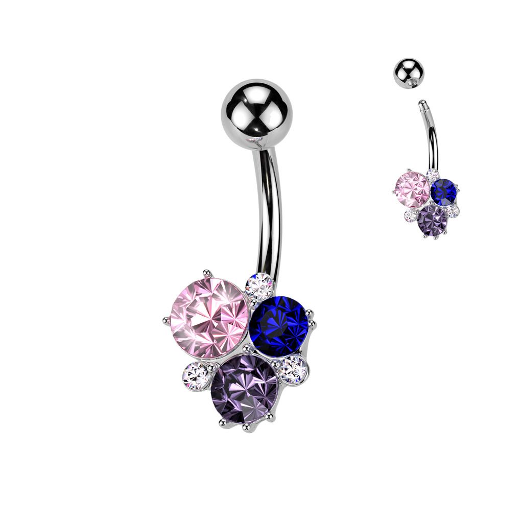 Piercing do pupíku s kamínky - WP0076