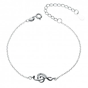 Dámský stříbrný náramek houslový klíč