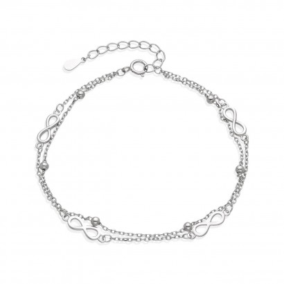 Dvojitý stříbrný náramek se symboly nekonečno