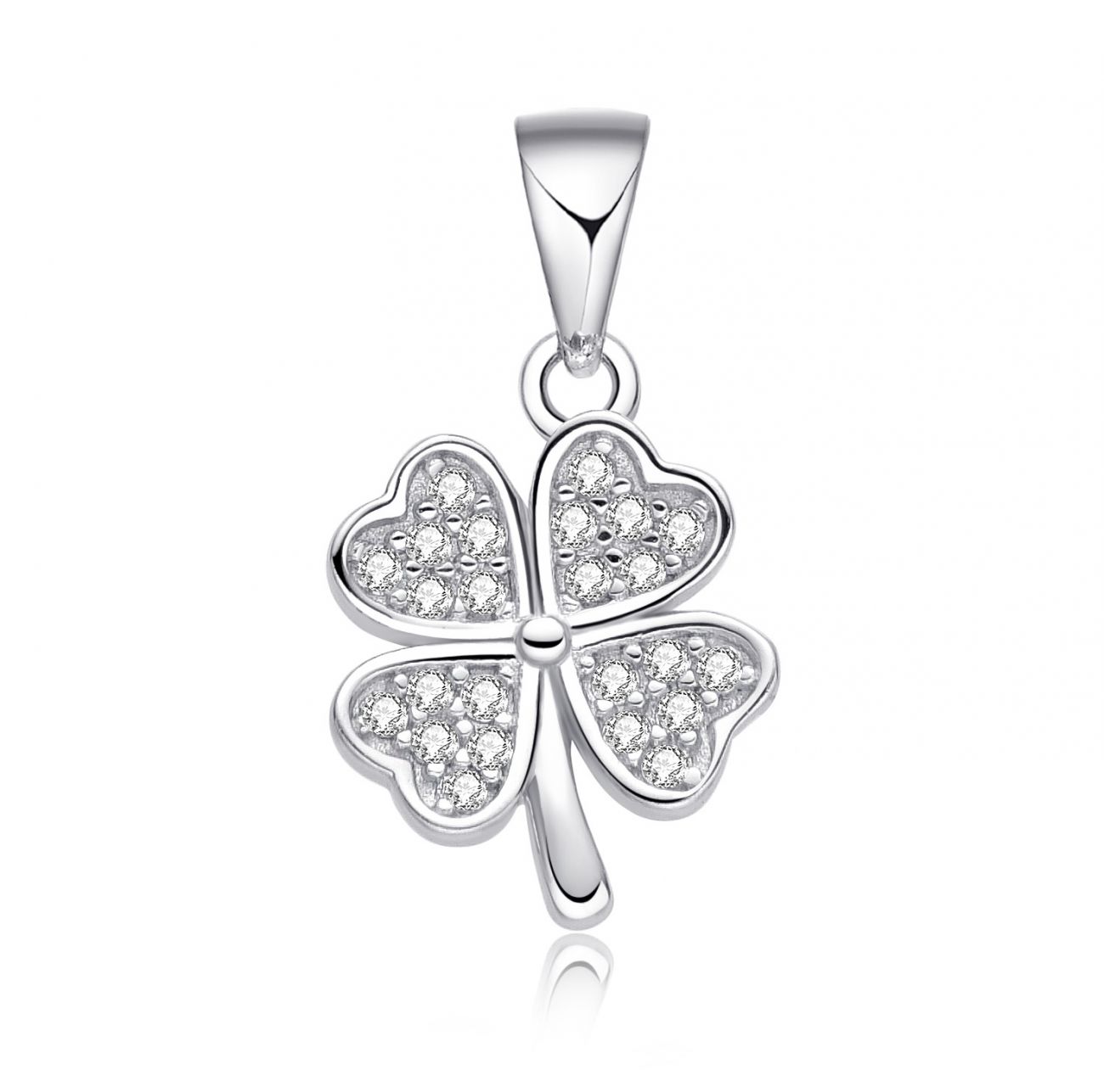 NUBIS Stříbrný přívěsek čtyřlístek se zirkony - NB-4506
