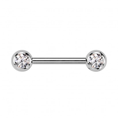 Piercing do bradavky TITAN, čiré zirkony