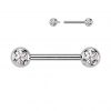 Piercing do bradavky TITAN, čiré zirkony