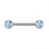 Piercing do bradavky TITAN, tyrkysové zirkony