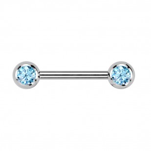 Piercing do bradavky TITAN, tyrkysové zirkony