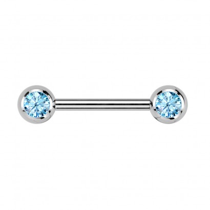 Piercing do bradavky TITAN, tyrkysové zirkony