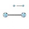 Piercing do bradavky TITAN, tyrkysové zirkony