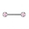 Piercing do bradavky TITAN, růžové zirkony