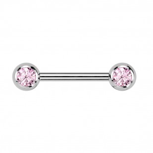 Piercing do bradavky TITAN, růžové zirkony