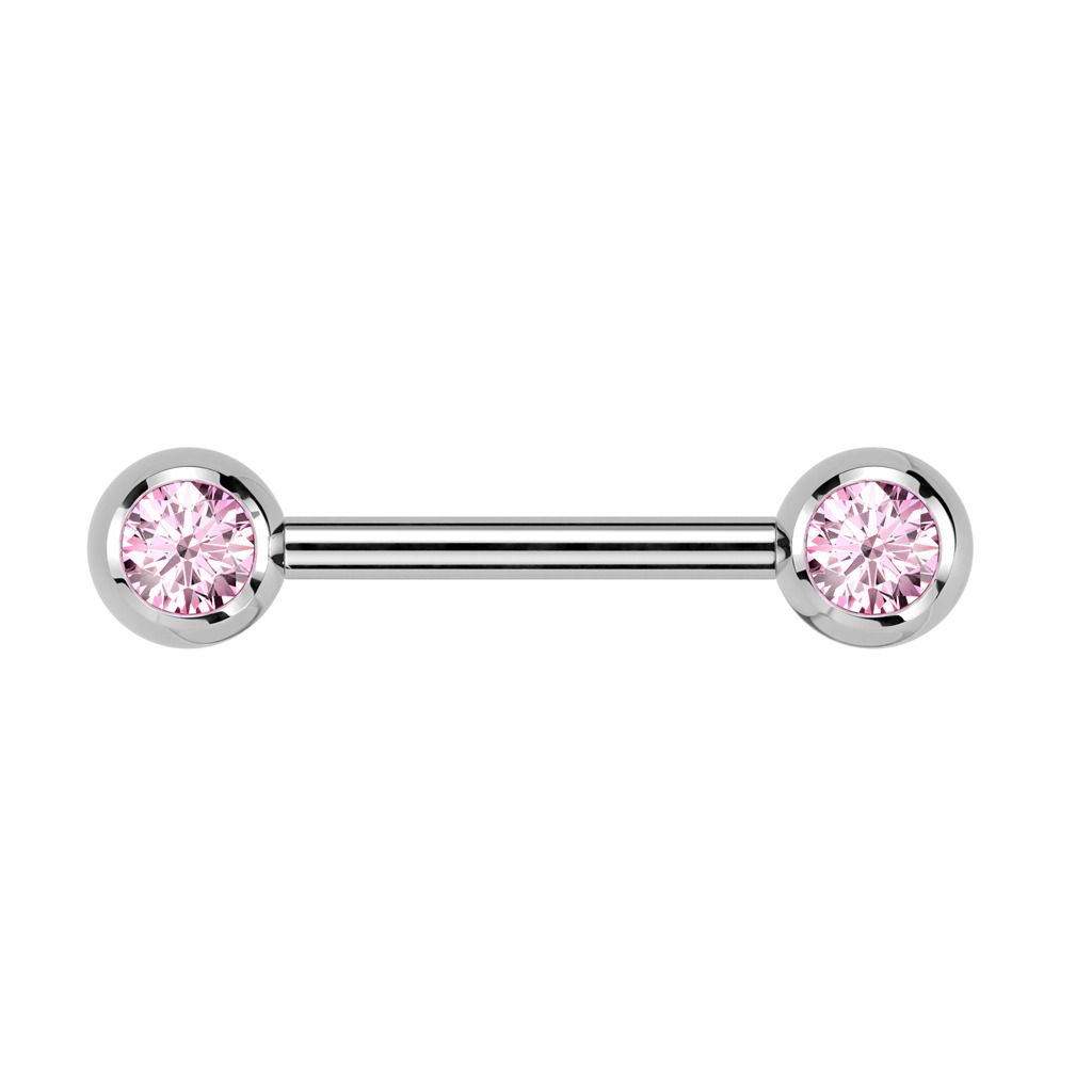 MARRE Piercing do bradavky TITAN, růžové zirkony - TIT1435-P