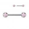 Piercing do bradavky TITAN, růžové zirkony