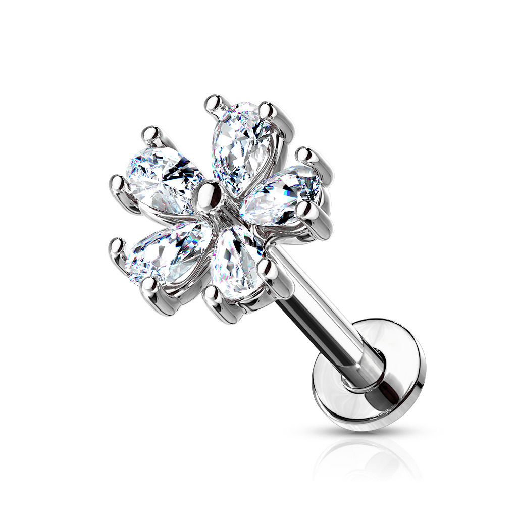 Levně Piercing do brady - labreta kytička (1,2 x 6 mm) - LB1082-1206