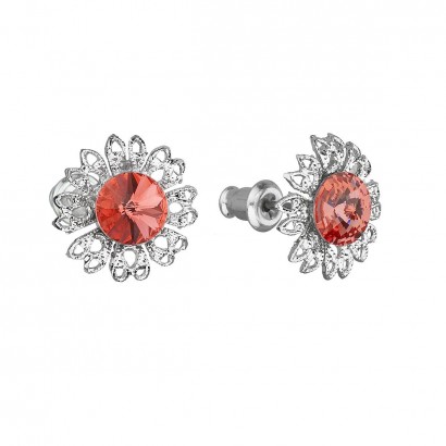 Náušnice bižuterie se Swarovski krystaly oranžová kytička 51042.3 padparadcha