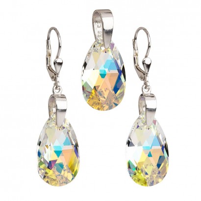 Sada šperků s krystaly Swarovski náušnice a přívěsek AB efekt slza 39049.2